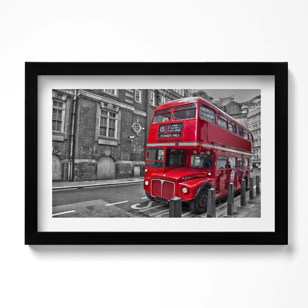 Tablou living cu rama original Autobuz roșu cu etaj