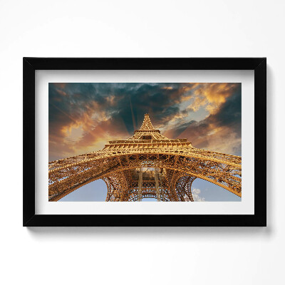 Tablou living cu rama original Turnul Eiffel în lumina soarelui