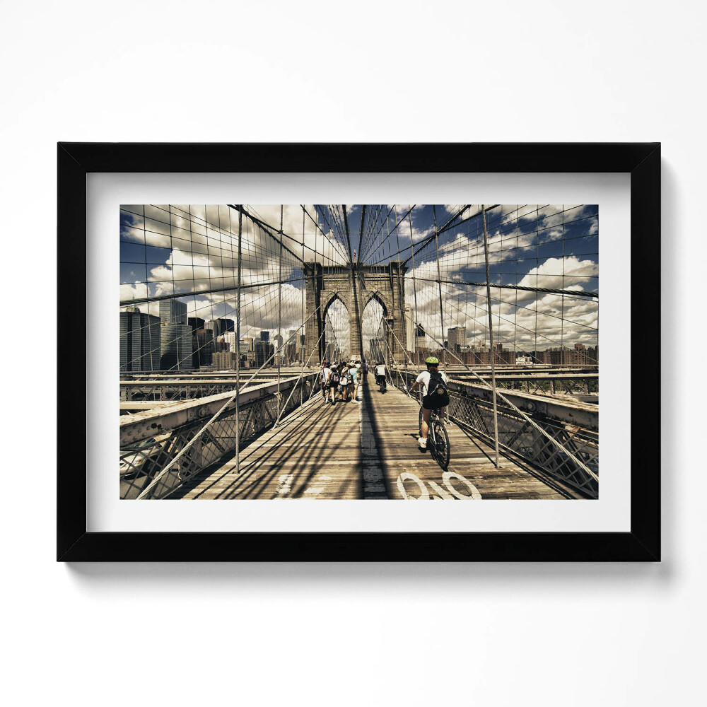 Tablou living cu rama original Vedere a podului Brooklyn, New York