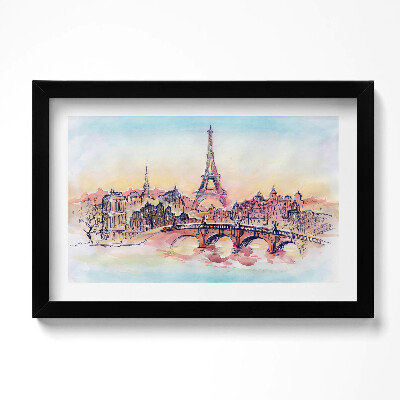 Tablou rama original Vedere pictată a Parisului