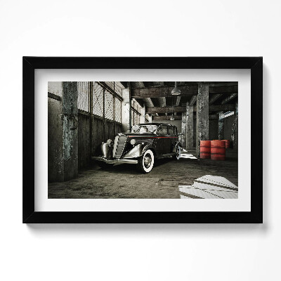 Tablou living cu rama original Mașină clasică într-o fabrică veche