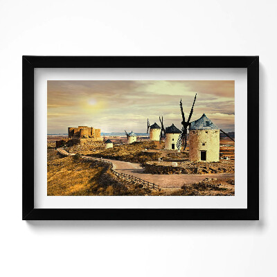 Tablou living cu rama original Morile de vânt din Cosuegra