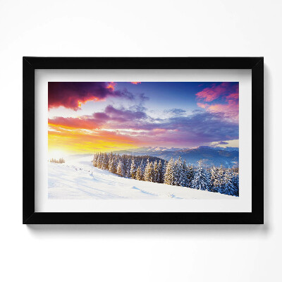 Tablou living cu rama original Peisaj montan de iarnă