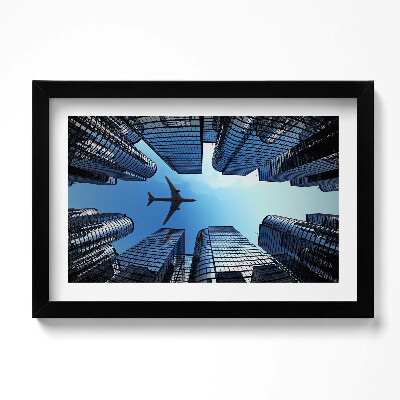 Tablou rama original Avion deasupra clădirilor