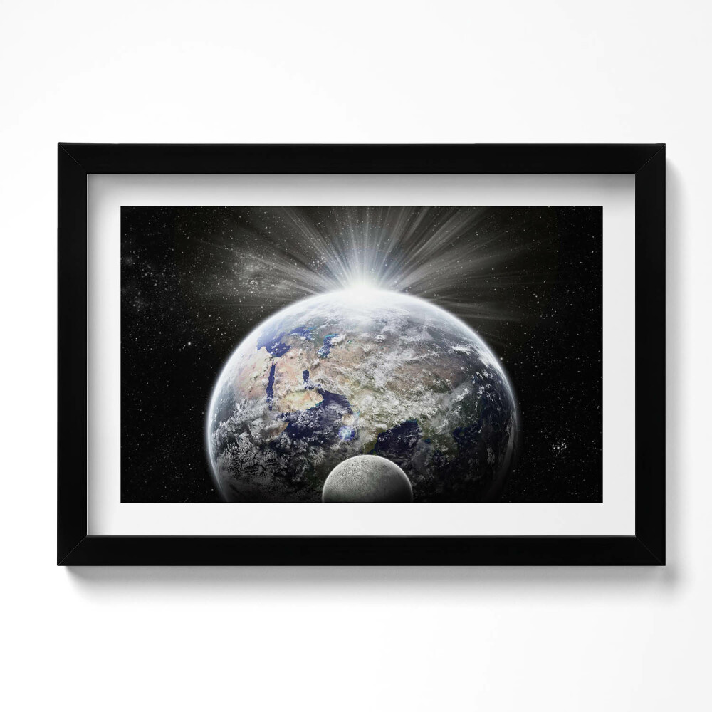 Tablou living cu rama original Vedere a Pământului și a Lunii