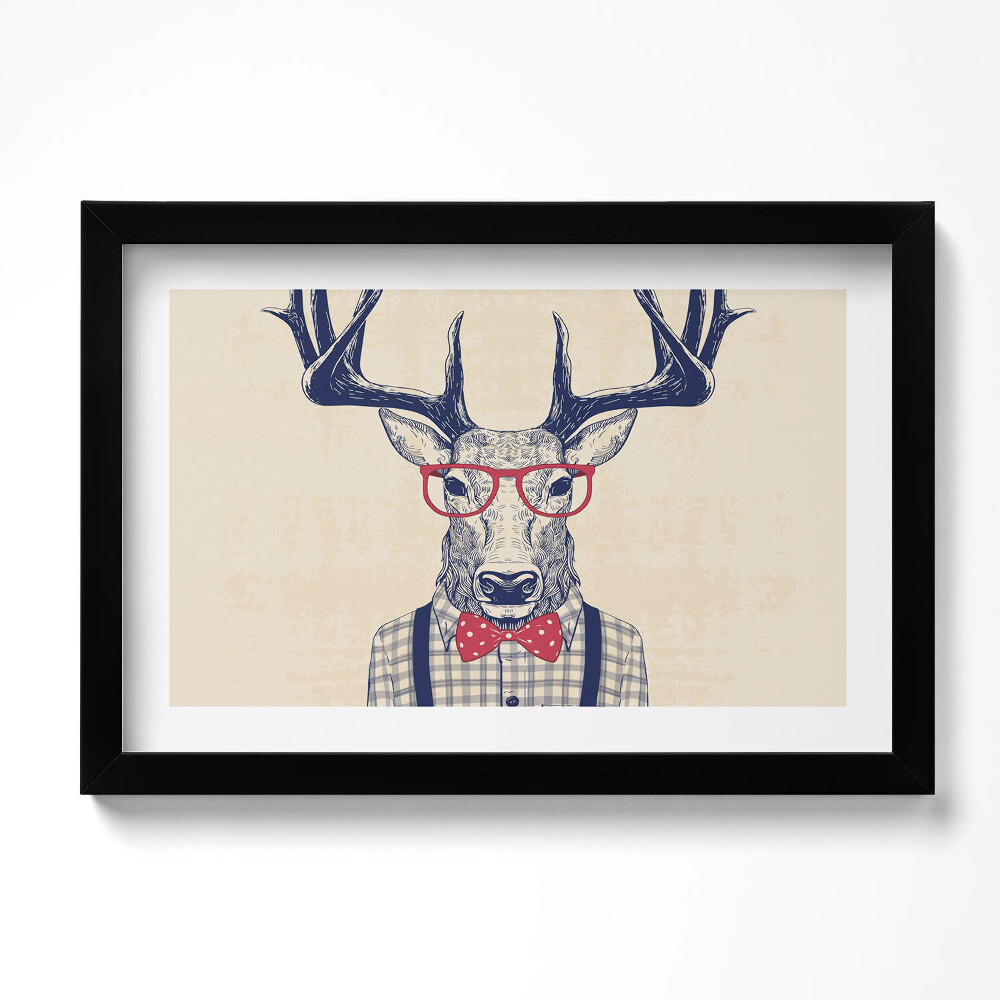 Tablou rama original Cerb într-o cămașă și o fundă de jazz