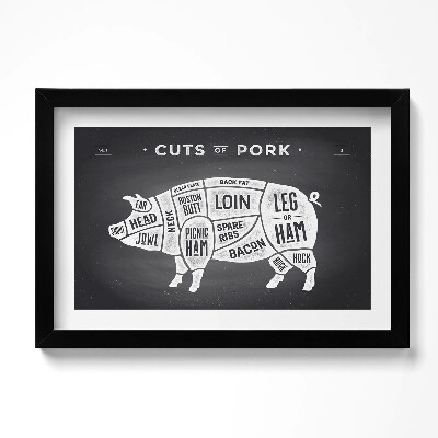 Tablou rama original Porc - poster de măcelar cu carne de porc