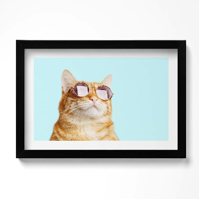 Tablou living cu rama original Pisică amuzantă cu ochelari