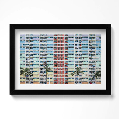 Tablou living cu rama original Clădire colorată Hong Kong