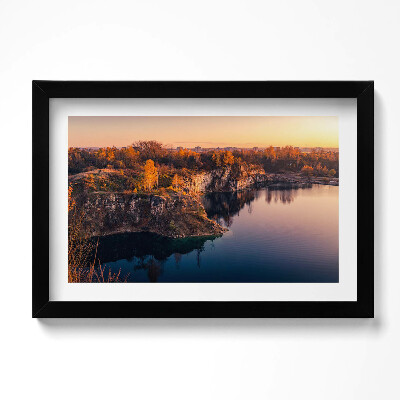 Tablou rama original Lacul Zakrzówek din Cracovia în toamnă