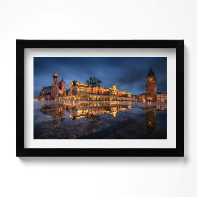 Tablou living cu rama original Piața Cracovia - Hala de pânză