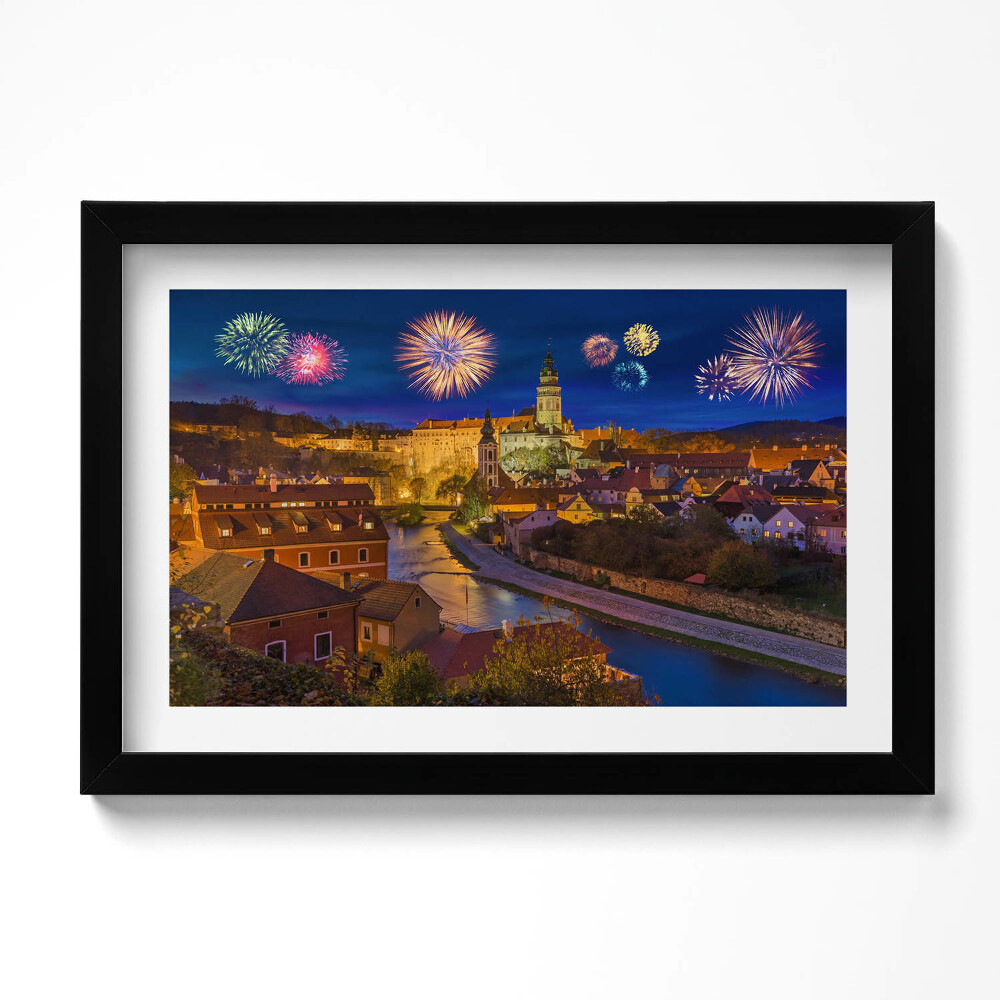 Tablou rama original Focuri de artificii Krumlov Republica Cehă