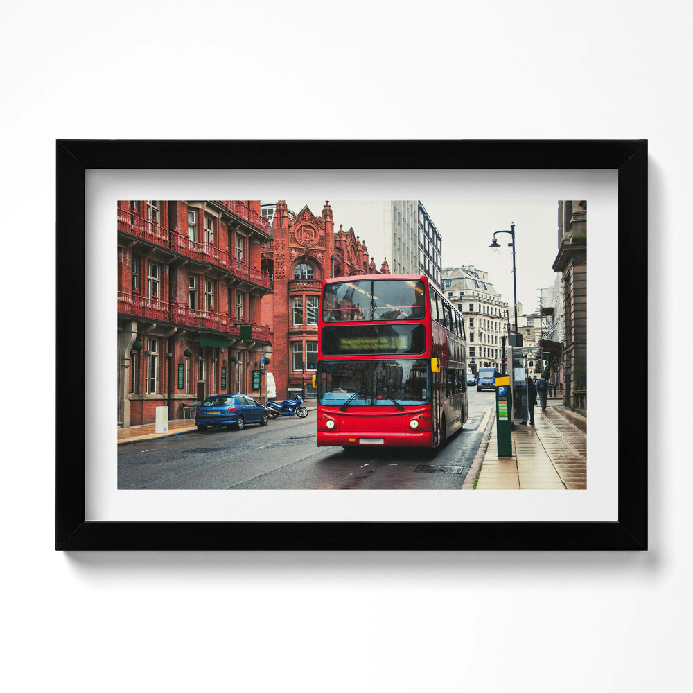 Tablou living cu rama original Autobuz în Birmingham, Marea Britanie