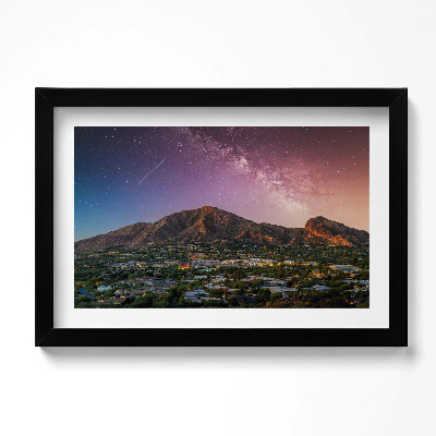 Tablou living cu rama original Munți cu o galaxie pe cer