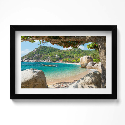 Tablou living cu rama original Vedere la mare Koh Tao Thailanda