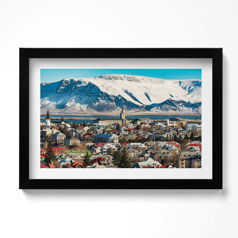 Tablou rama original Vedere a orașului Reykjavik, Islanda