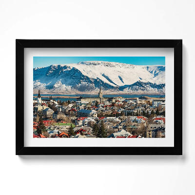 Tablou rama original Vedere a orașului Reykjavik, Islanda