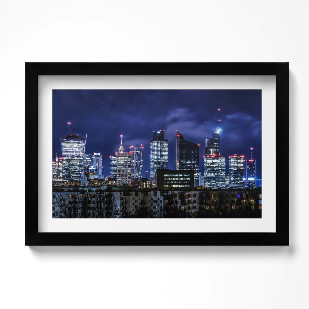 Tablou living cu rama original Clădirile orașului noaptea