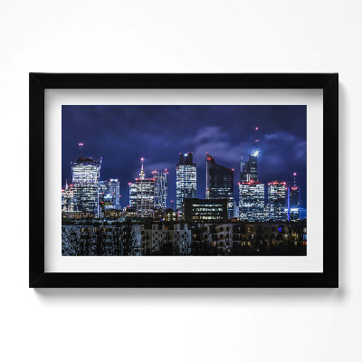 Tablou living cu rama original Clădirile orașului noaptea