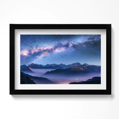 Tablou living cu rama original Cer înstelat peste munți