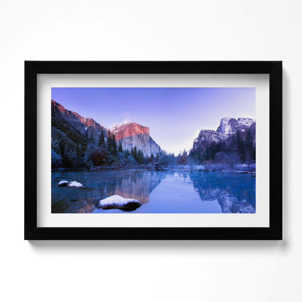 Tablou rama original Peisaj lacustru de iarnă