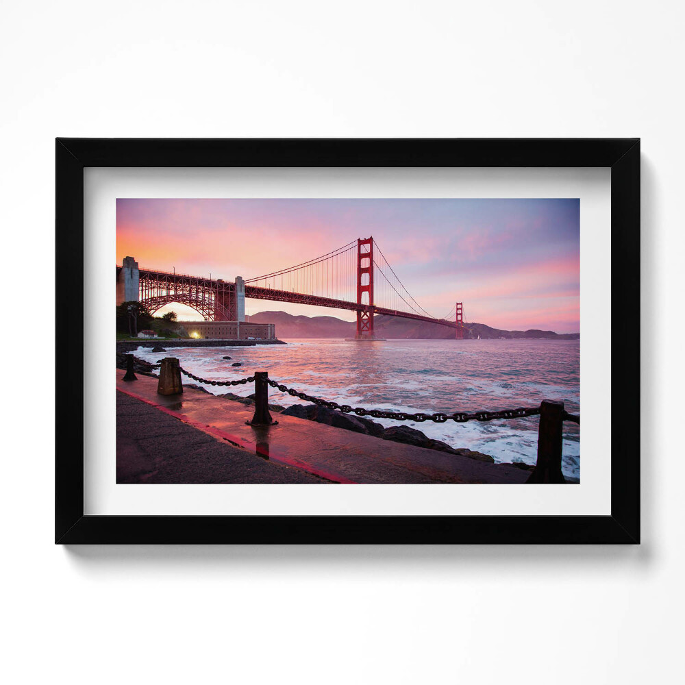 Tablou living cu rama original Vedere a podului Golden Gate