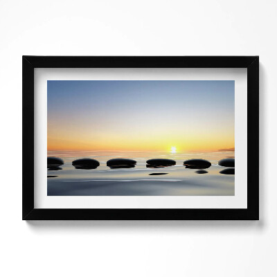 Tablou rama original Pietre pe apă la răsărit - zen