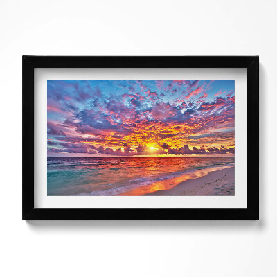 Tablou living cu rama original Apus de soare peste mare