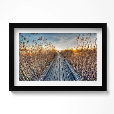 Tablou rama original Un drum de lemn printre copaci