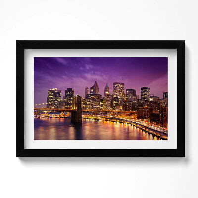 Tablou living cu rama original Luminile orașului seara