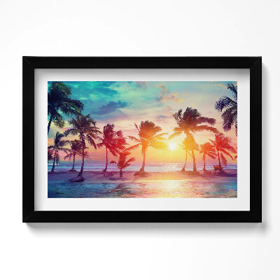 Tablou living cu rama original Palmieri din Miami la răsărit