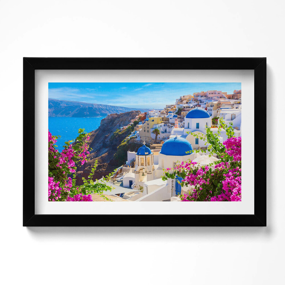 Tablou living cu rama original Vedere a arhitecturii grecești din Santorini