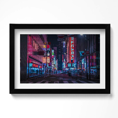 Tablou rama original oraș asiatic noaptea