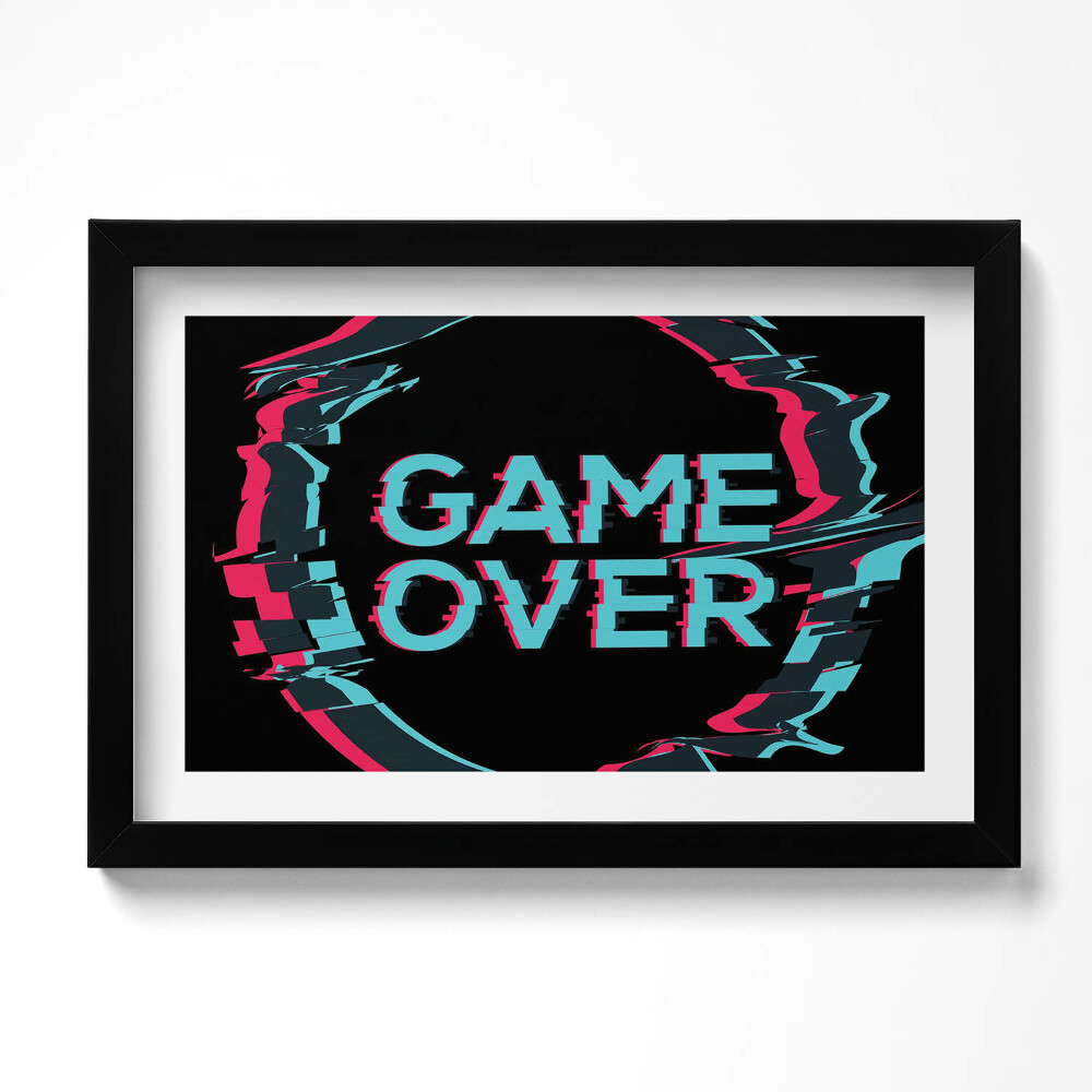 Tablou living cu rama original Semnul „Game over” pentru jucător