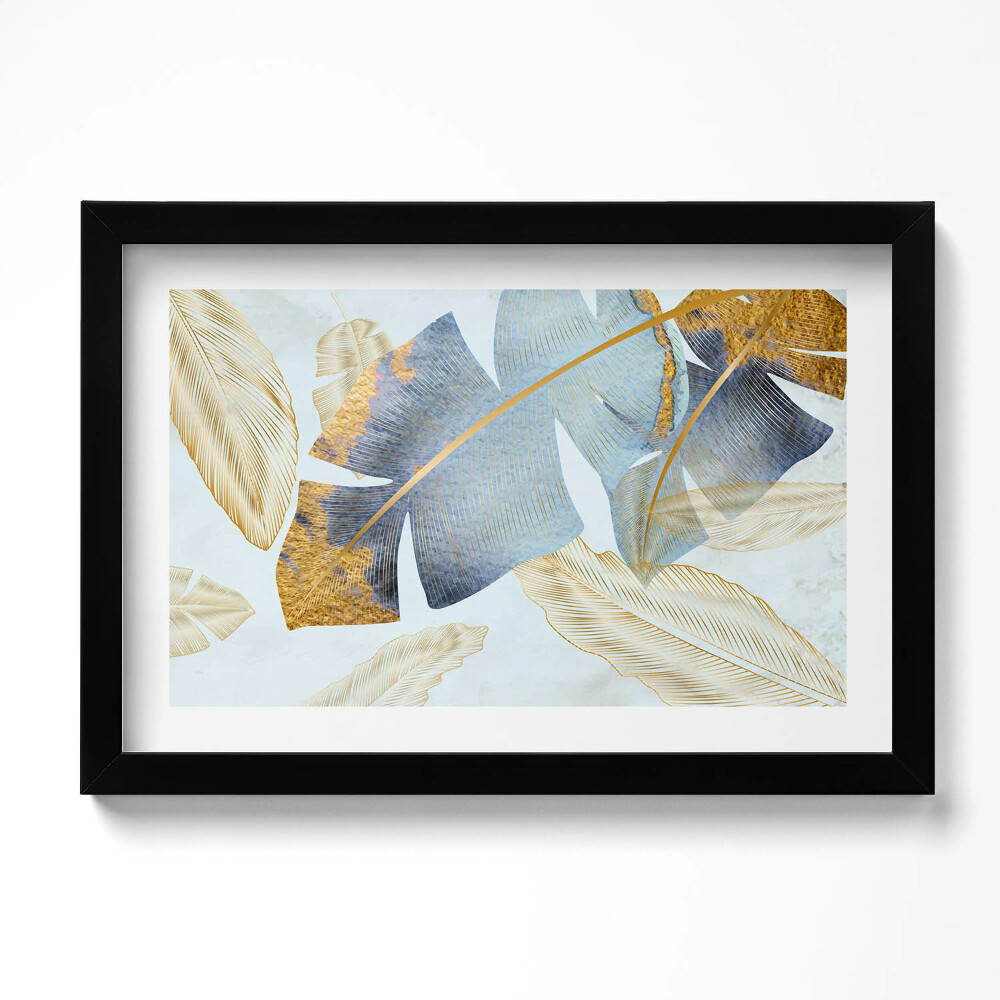 Tablou rama original Frunze de bananier glamour cu aur