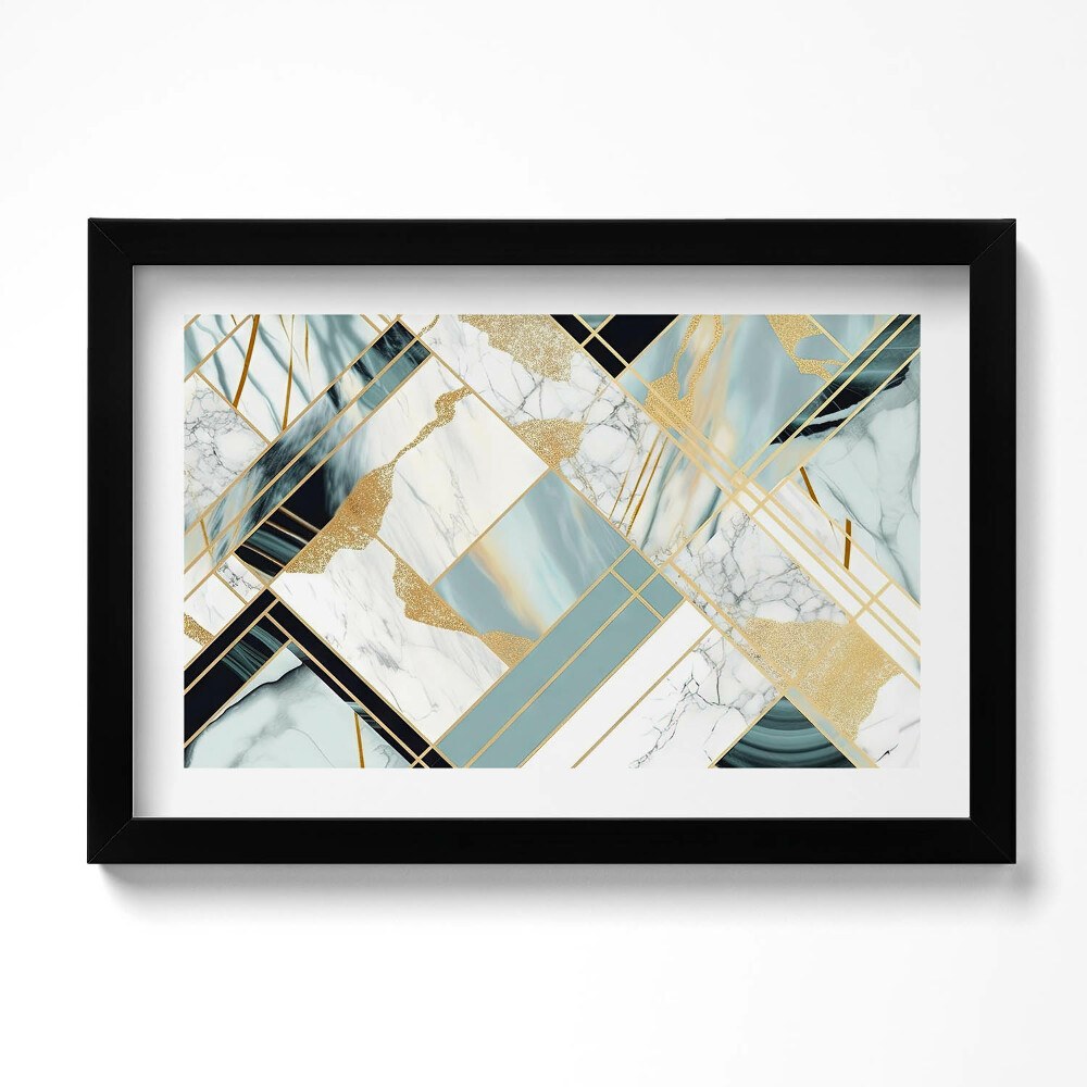 Tablou living cu rama original Abstracție geometrică cu aur