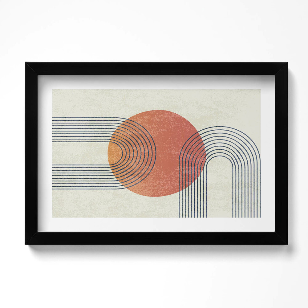 Tablou living cu rama original Linii și cercuri de artă modernă