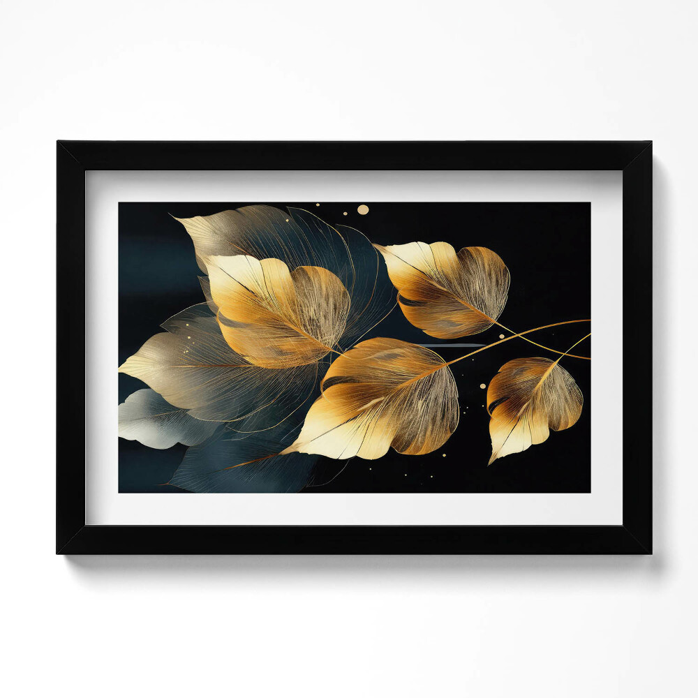 Tablou rama original Frunze de aur glamour