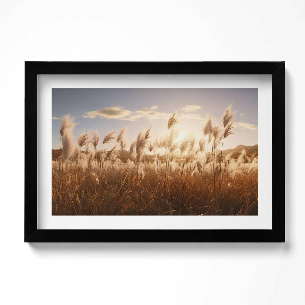 Tablou rama original Apus de soare romantic peste iarbă