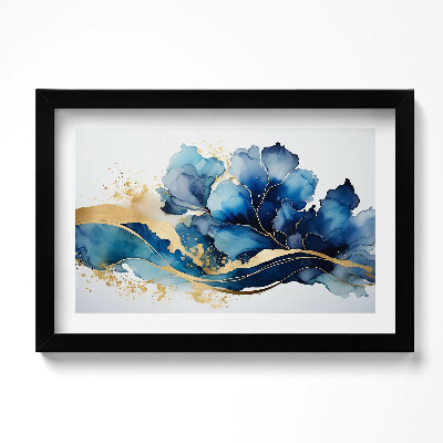 Tablou living cu rama original Pictură abstractă cu plante în aur