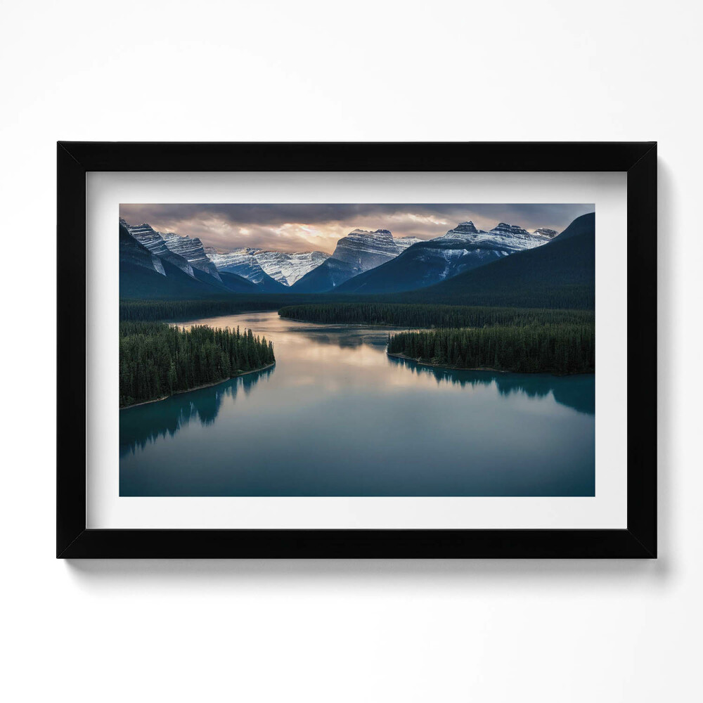 Tablou rama original Peisaj cu râuri, păduri și munți