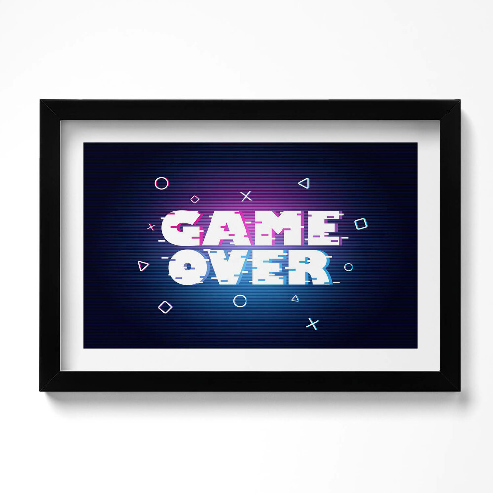 Tablou living cu rama original Inscripție stilizată pentru jucător «Game over»