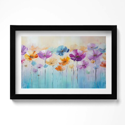 Tablou living cu rama original Flori colorate pictate