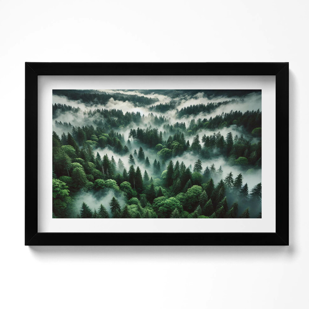Tablou rama original Peisaj de ceață de dimineață în pădure