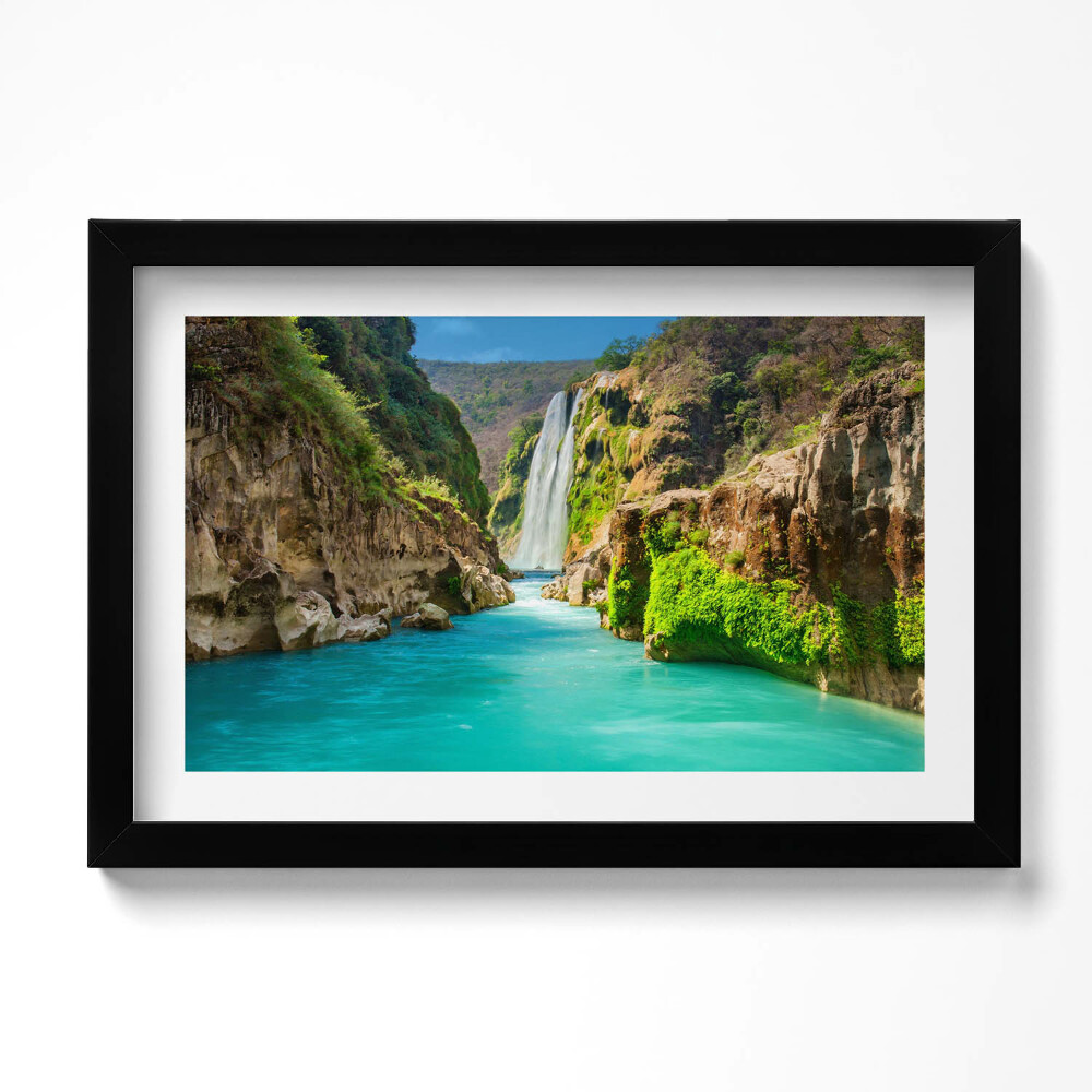 Tablou living cu rama original Cascadă și râu tropical