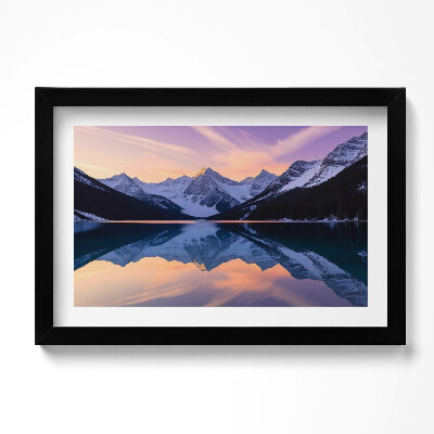 Tablou living cu rama original Peisaj cu munți și lac seara