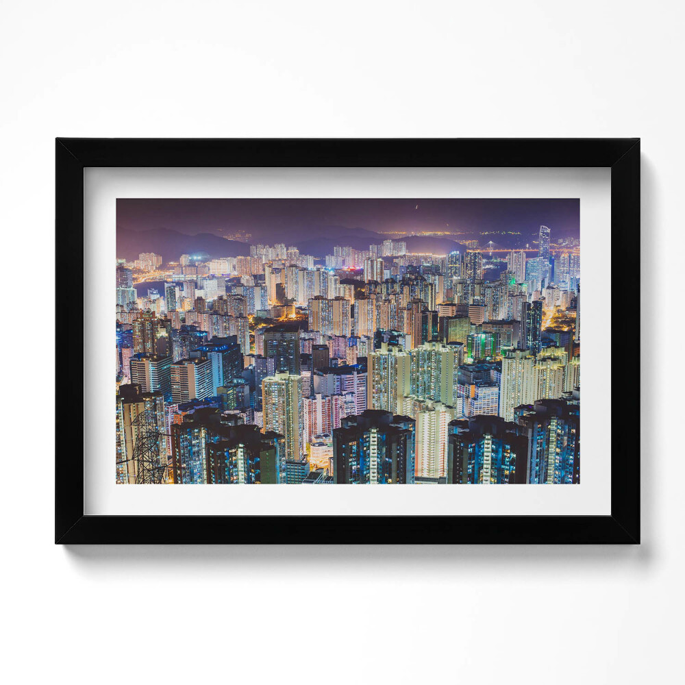 Tablou living cu rama original Orașul iluminat noaptea