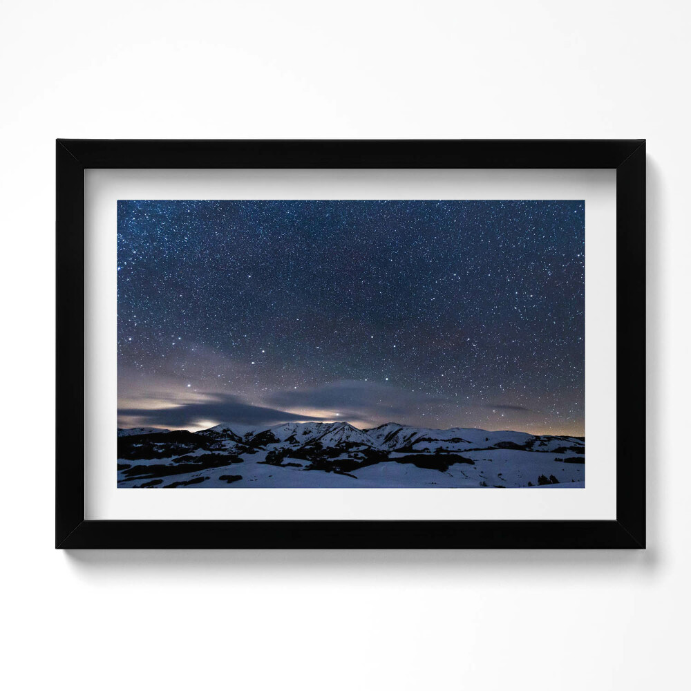 Tablou living cu rama original Stele noaptea pe cerul munților