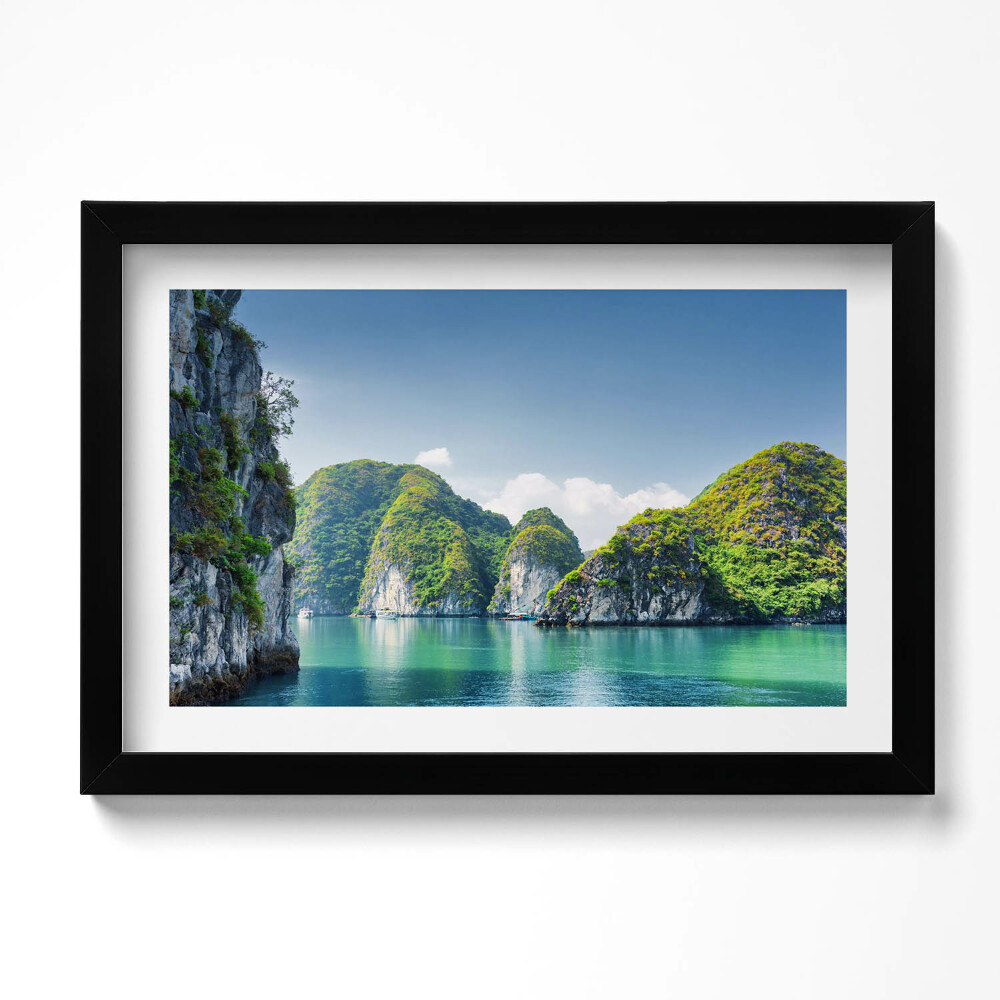 Tablou living cu rama original Mare și stânci turcoaz