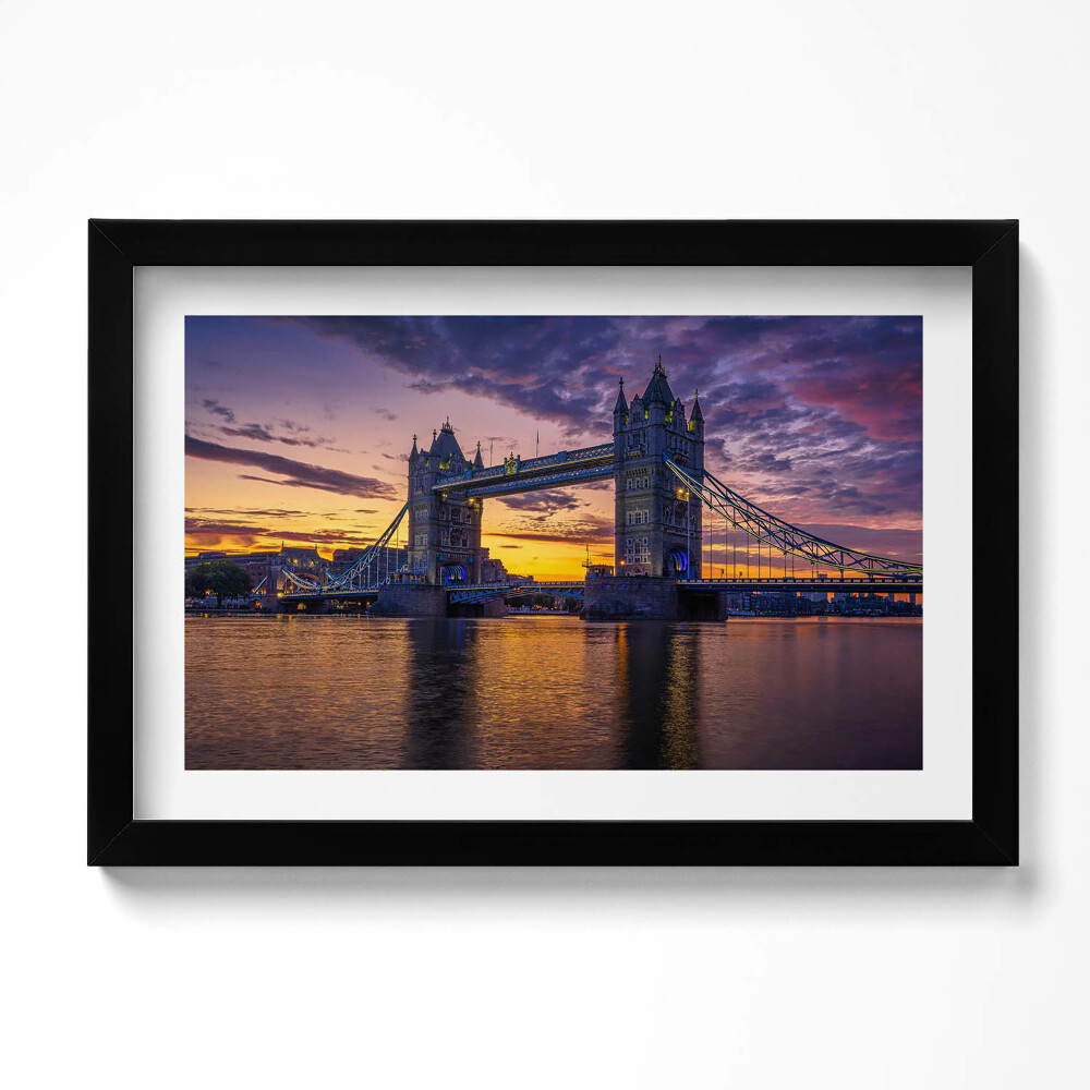 Tablou rama original Podul Brooklyn și suprafața apei din Londra
